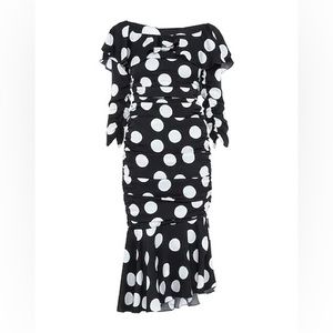 Dolce and Gabbana rouched silk polka dot dress size 46, or size 10 US